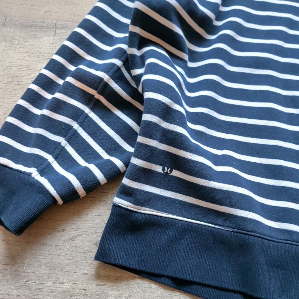 Lululemon Perfectly Oversized Cropped Crew Sweatshirt Navy White Stripe Size M/L